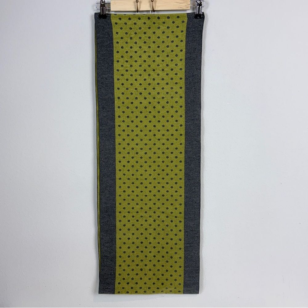 Chelsey by Joseph Silk Polka Dot Infinity Scarf Chartreuse Grey Lagenlook